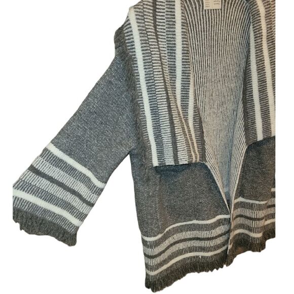Anthropologie Saturday Sunday Fringe Kimono Cardigan Sweater Gray One Size - Picture 6 of 15
